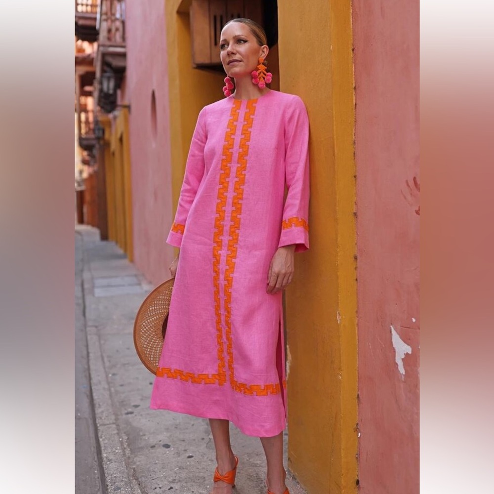 NWT Tuckernuck Atlantic+Pacific Pink and Orange Midi Dress Small